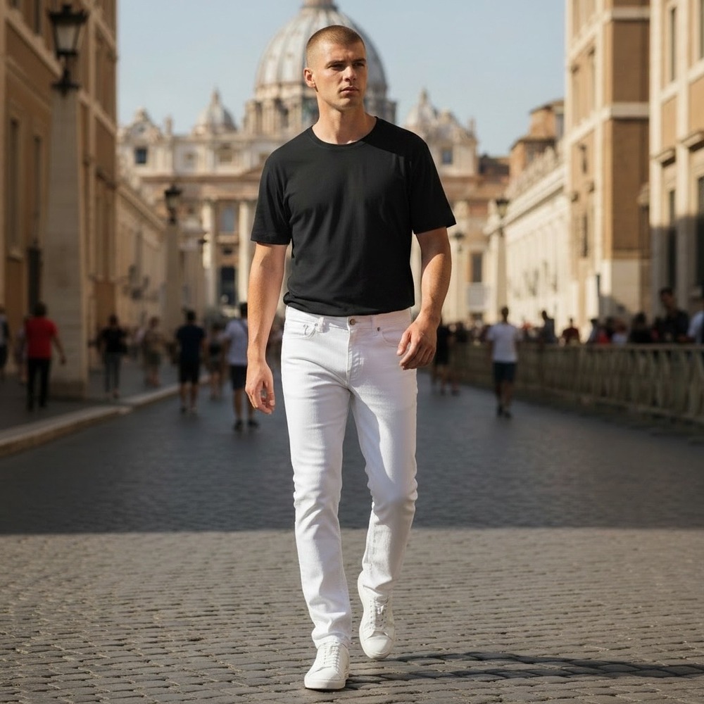 Reiss‎ London Mens Slim Fit White Denim Jeans Size 32x34 5-Pocket Luxury Casual